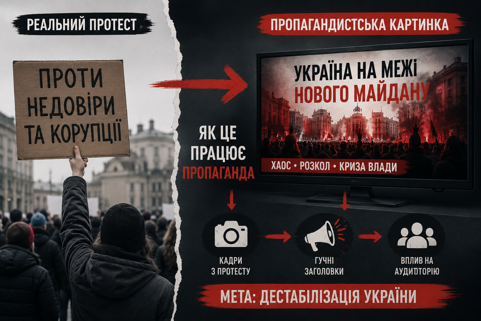 Від картонного плаката до гучного заголовка: як працює російська інформаційна кампанія